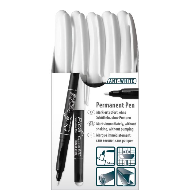 Pica Permanentmarker INSTANT WHITHE, Rundspitze 1-2mm