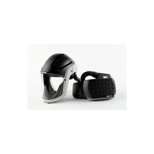 Versaflo Klarsichtvisier M-307 mit integriertem Kopfschutz, mit Adflo Gebläse-Atemschutz